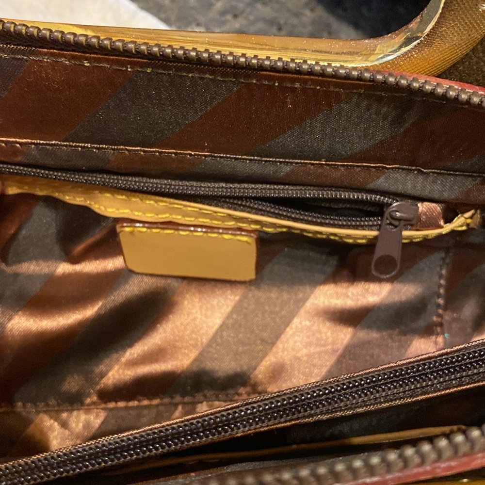 VANTAGE LANY HANDBAG PURSE BROWN RECTANGLE GOLD - Picture 2 of 6